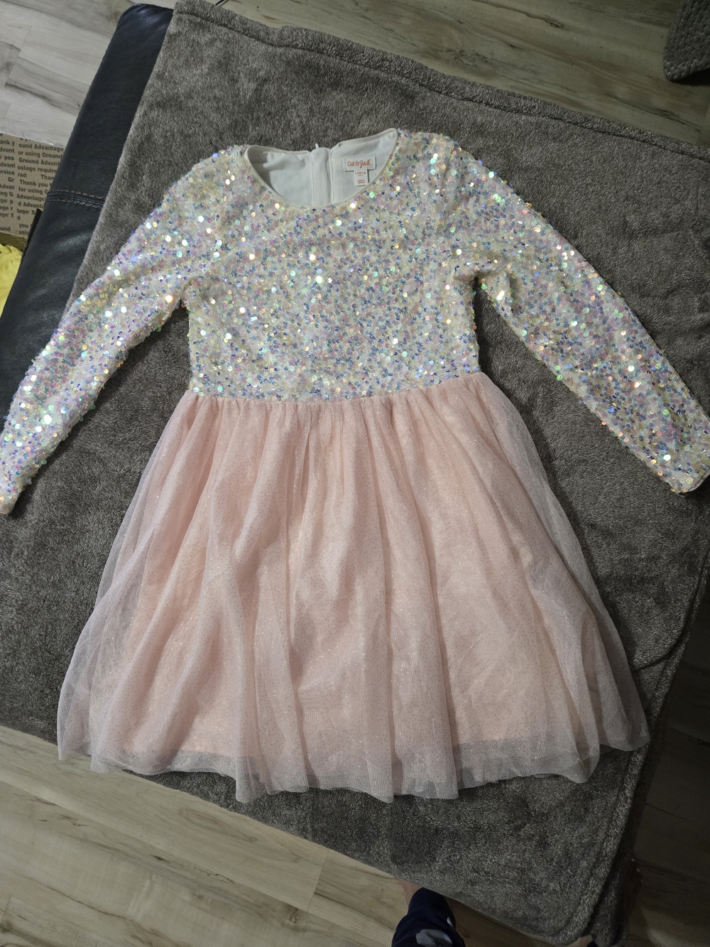 Cat & Jack Iridescent Sequin Party Top in White